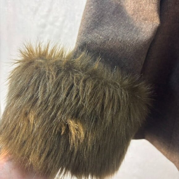 Terry Lewis Faux Fur Trim Wool Blend Open Cardigan Jacket 2X - Picture 7 of 10